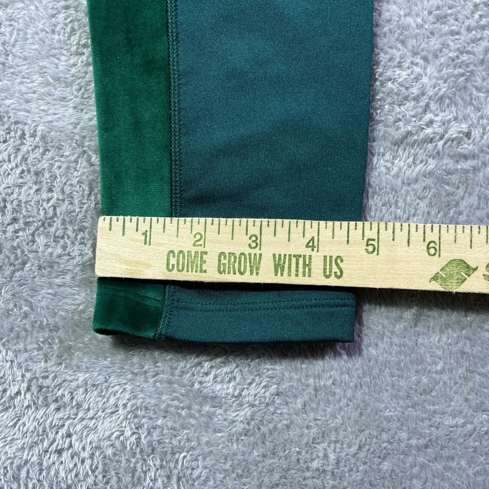 PINK Active Leggings Women's M Medium Green‎ Velvet Side Stripe Athleisure Gym